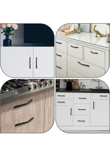 10 Adet Mutfak Dolabı Kulpu Mutfak Kapı Kulpu Siyah Alüminyum Alaşımlı Mobilya Kulpu Vidalarla Mutfak Mobilya Dekorasyonu İçin