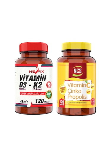 Vitamin C Çinko Propolis 120 Tablet & Vitamin D3-k2 120 Tablet