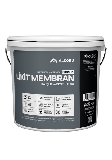 Alkoru 13 Kg Bitüm 1k Likit Membran Kauçuk Ve Elyaf Katkılı
