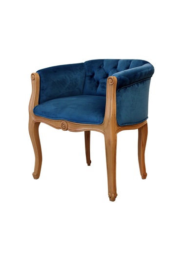 Hanelmobilya Hanel Mobilya Elizabeth Kapitoneli Tekli Koltuk Mavi Kadife Kumaş