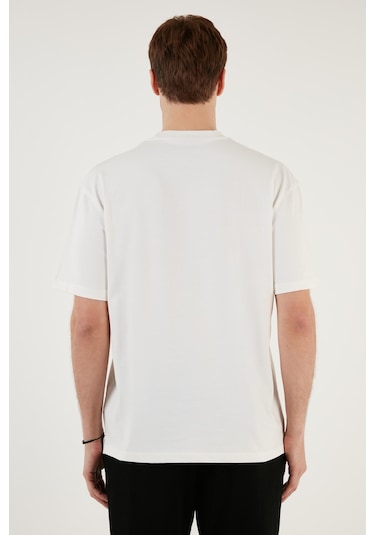 Buratti Pamuklu Relaxed Fit Sıfır Yaka Erkek T Shirt 5905446 Ekru