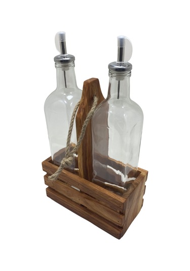 Ahşap Doğal 2li Set Yağdanlık Ve Sosluk Takımı Set Kiraz 1 Set Ahşap