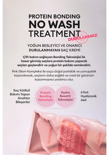 Yoğun Onarıcı Durulanmayan Bakım Kremi Kundal Protein Bonding No Wash Treatment 130ml Violet Muguet