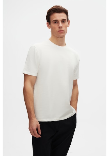 Twn Slim Fit Ekru Baskılı T-shirt 4ec14ort12025 Ekru