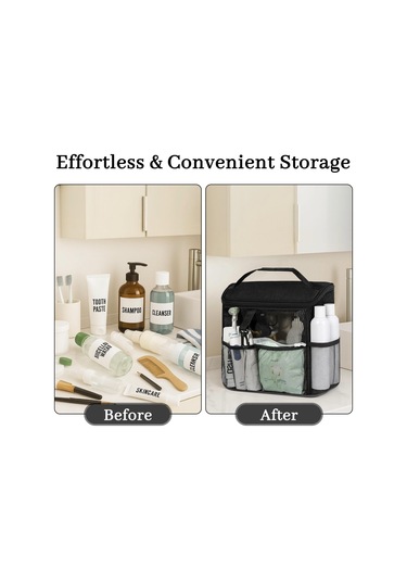 Shineyee Siyah Pvc Ağı + Oxford Kumaş Banyo Organizer Çanta, 48x27x18cm, Hızlı Kuruyan, Taşınabilir, Banyo/spor Salonu/seyahat İçin, 375g, 2501 Modeli Siyah