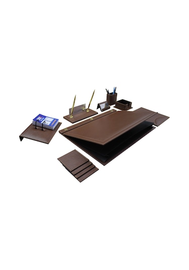 Gediz Taba 9 Parça Düğmeli Ofis Masa Sümen Takımı