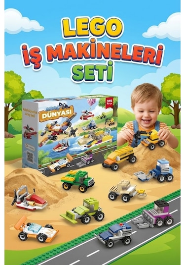 315 Parça 12+2 Araca Dönüşebilen İş Makineleri Ve Araçlar Yapı Blok Seti - Eğitici Oyuncak