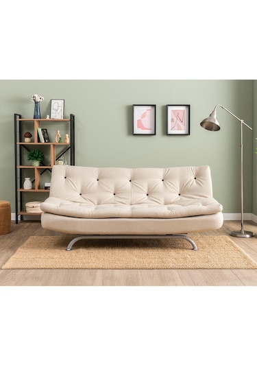 Pafu Rivo Üçlü Yataklı Koltuk - Keten Krem Krem