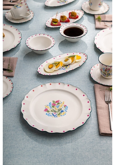 Emsan Yolanda Porselen 32 Parça 6 Kişilik Kahvaltı / Servis Takı Beyaz