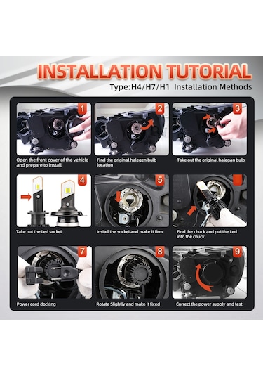 Lemestar 2 Adet 50w Ip68 Su Geçirmez Led Far Ampulü - 8000lm, 6000k, 200m Işık Menzili, 360 Açı 9006/hb4 Uyumlu