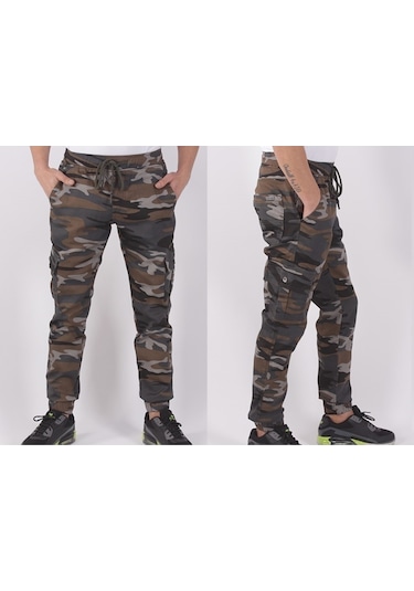 Black Steel,Bel-Paça Lastikli,Cepli Kamuflaj Pantolon-91000