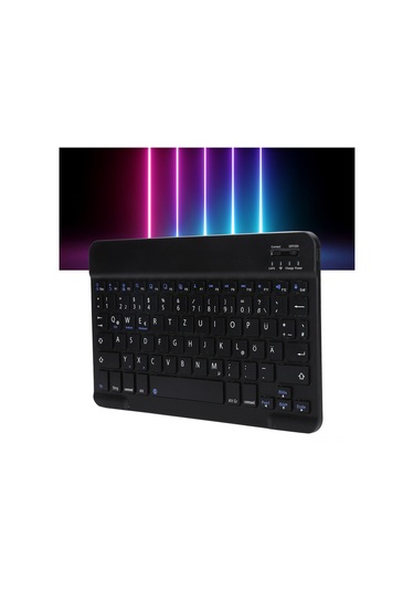 Yuntech01 Siyah Alüminyum Kasa Almanyalı Klavye, 10 İnç Geniş Tuşlar, Bluetooth 3.0, Taşınabilir Ultra İnce, Akıllı Telefon/tablet/bilgisayar Uyumlu, Yerleşik Batarya