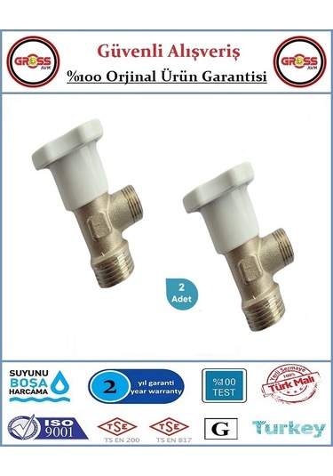 Taharet Musluğu - Ara Musluk - %100 Prinç - Çevirmeli - 2 Adet