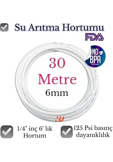 Nefa Su Arıtma Hortumu 1/4 İnç 6 Mm 30 Metre