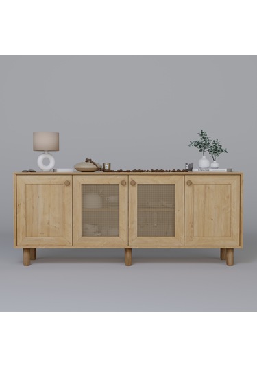 Bohem Serisi Natura 2 Kapak Pvc Hasır Desen Ceviz - Meşe Konsol Safir Meşe