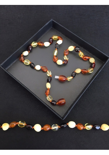 İpek Kehribar Hakiki Baltık DaMLa Kehribar Kolye Bebek Kolyesi Diş 0-3 Yaş