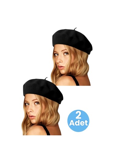 Uniquetrenders Kadın Fransız 2'li Ressam Bere Siyah Siyah