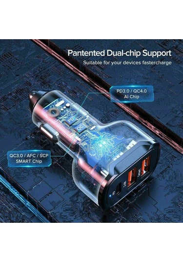 Monyee 30w Pd 3 Lü Usb Araç Şarj Cihazı, 2.4a Hızlı Şarj, İphone 13/12/11, İpad, Android Uyumlu, Siyah 12-24v Giriş