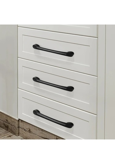 Hightower 10 Adet Modern Minimalist Amerikan Stili Dolap Kapı Kolu Mat Siyah Alüminyum Yüzey Montaj Seti