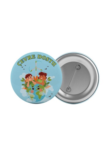 Çevre Dostu Çanta Rozeti 20 Adet En Büyük Boy 5.8cm İğneli Broş