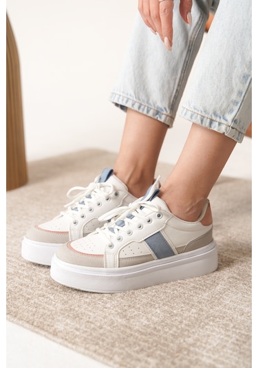 Garantili D2501 Günlük Ortopedik Kadın Sneaker Spor Ayakkabı Beyaz