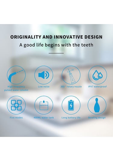 Samdoo Ev Ve Taşınabilir Elektrikli Diş Temizleyici, 1100mah Li-pil, 5 Temizlik Modu, 4 Ağız Damlaticısı, 400ml Su Tankı, Ipx7 Su Geçirmez Siyah Çok Renkli