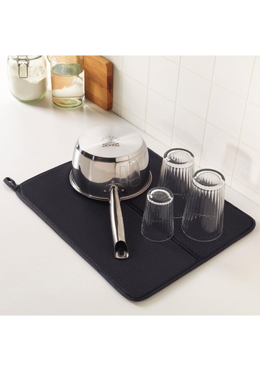 Mashotrend Bulaşık Kurutma Örtüsü Gri Tezgah Üstü Bulaşık Matı -