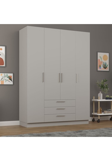 4 Kapaklı Gardırop 160cm Kül Gri
