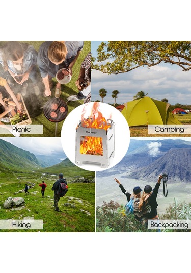 Yuntech01 Küçük Boy Taşınabilir Odun Ocağı - Çift Katlı Kollu, Çelik Yapı, Kampçılar İçin Ws007 Çok Renkli