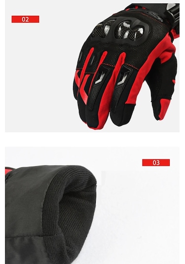 Ambition Su Geçirmez Kış Motosiklet Eldiveni Kırmızı