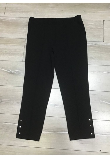 Scuba Yanlardan Cepli Önü Dikişli Paçası Çakmalı Beli Lastikli Büyük Beden Pantolon Siyah