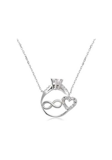 Gümüş Sonsuzluk Kalpli Tek Taş Bayan Kolye Sl1700 Gümüş