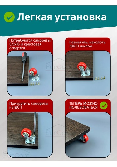 Furcom D38 Mm Dönebilen Mobilya Tekerleği 4 Adet 144030359 Diğer