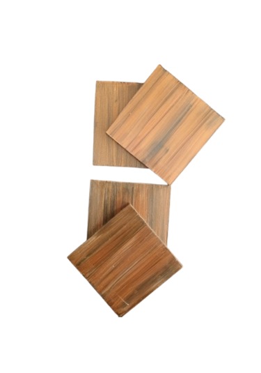 El Yapımı Eskitme Ahşap 4'lü Bardak Altlığı Seti Kahverengi