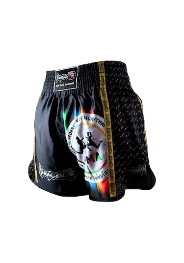 Dragondo Mt2025 Ifma Logolu Muaythai Şortu Baskılı Muay Thai Şortu Siyah
