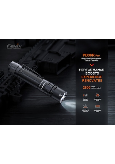 FENIX PD36R 2800 LÜMEN PRO ŞARJ EDİLEBİLİR EL FENERİ Siyah