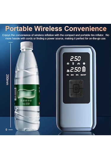 Yaozixa Kablosuz Akıllı Lastik Pompa, 4 Farklı Enflasyon Modu, Akıllı Durdurma, Led Ekran, Cep Telefonu Şarj Cihazı, Siyah, 7.4v 4000mah Batarya