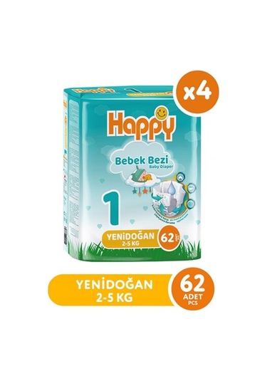 Happy Bebek Bezi Yenidoğan 1 No 62 Li X 4 Adet PKT.HAPPY.077 1 Numara 4'lü