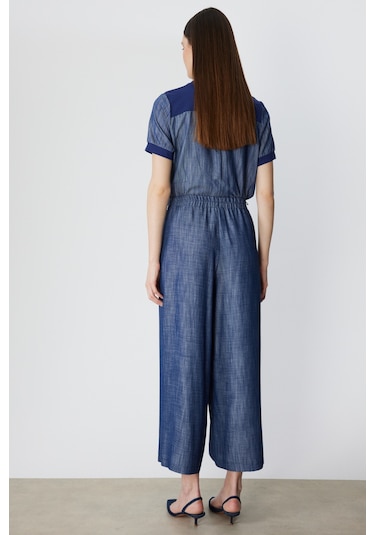 On Kadın Pileli Geniş Paça Pantolon 74120 Indigo