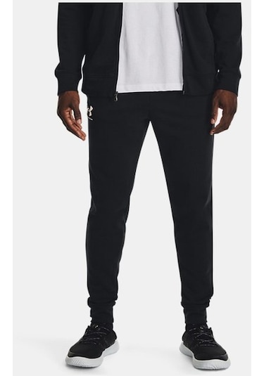 Under Armour UA Rival Terry Erkek Eşofman Altı 1380843-001 Siyah - Beyaz