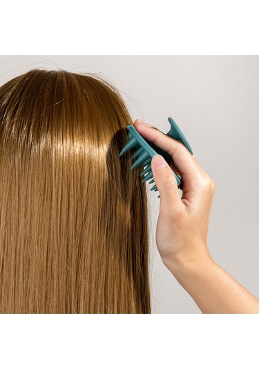 Suntek Silikon Saç Şampuan Fırçası Scrubber Duş Yeşil