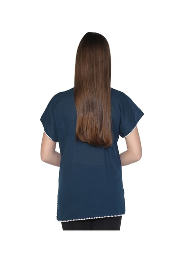 Kısa Kol Şile Bezi Naz Bluz Petrol Ptrl Petrol