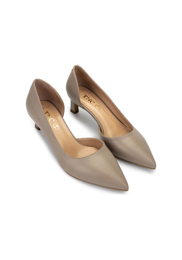 Tamer Tanca Kadın Hakiki Deri Vizon Topuklu Ayakkabı 492 56251 Bn Ayk Y25 Vızon Vizon