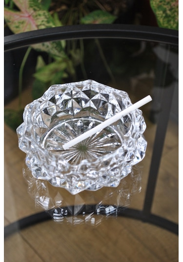Dazzling Yuvarlak Cam Kristal Lüks Küllük - Kül Tablası 11 Cm