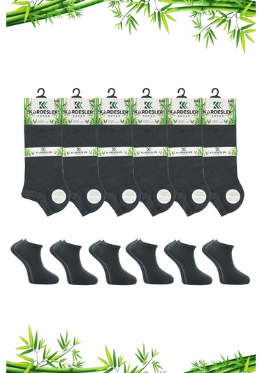 Bambu Erkek Patik Füme Çorap Dikişsiz 6'lı Paket Füme