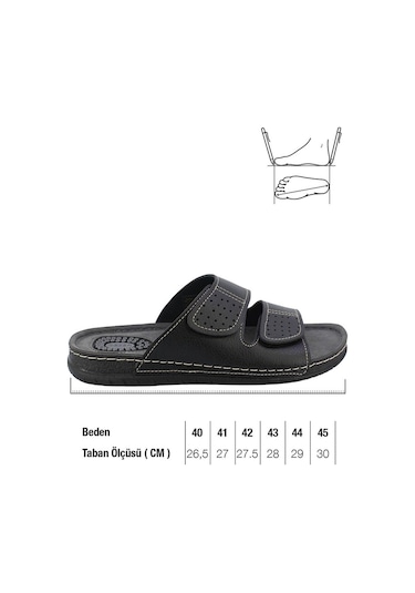 Gezer Yazlık İki Toka Ayarlanabilir Masaj Taban Erkek Terlik (554551866) Siyah
