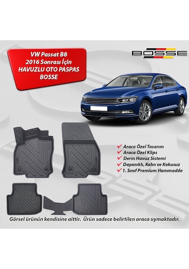 VW Passat B8 / B8.5 Paspas Araca Özel 2015 - 2025 BOSSE 3D Havuzlu Oto Paspas