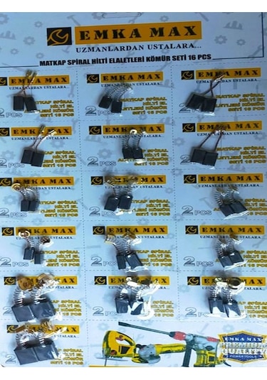 Matkap Sipiral Hilti El Aletleri Kömür Seti 16 Parça Matkap Kömürü Set Tamir Tadilat