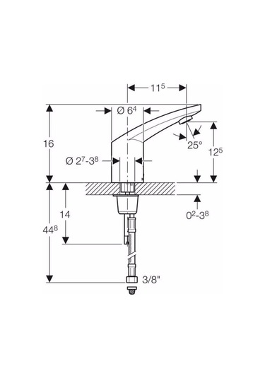 Geberit Type 185 Fotoselli Lavabo Bataryası Çift Su Girişli Pilli 116.245.21.1 Krom