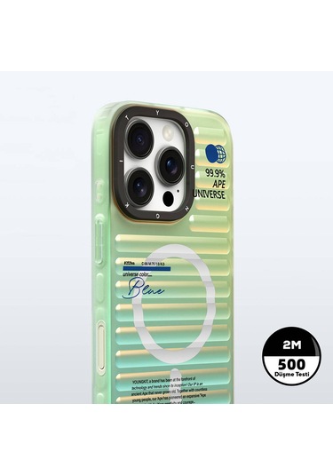 İphone 16 Pro Uyumlu Kılıf Magsafe Şarj Özellikli Youngkit Chameleon Serisi Kapak Mavi